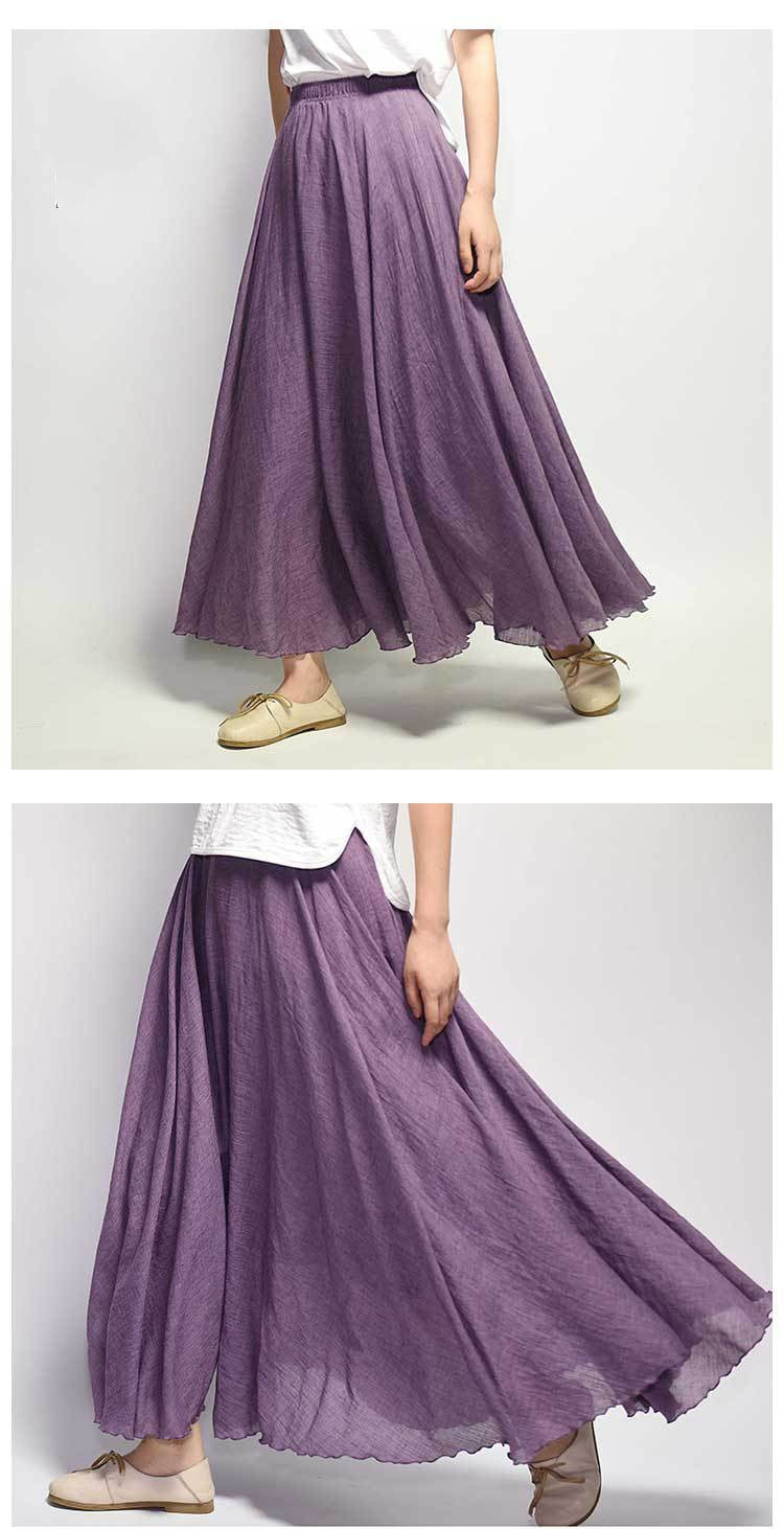 Linen Cotton Maxi Skirts 19 Colours