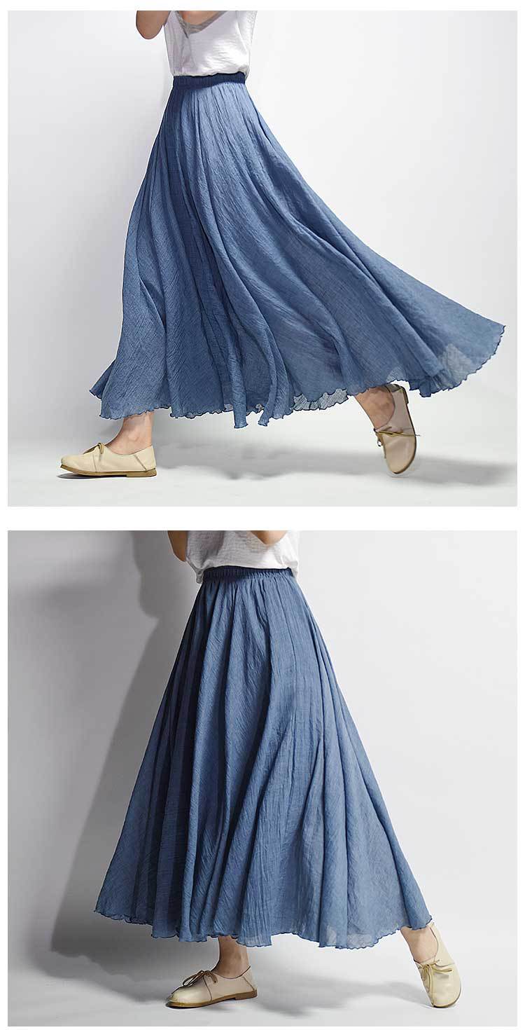 Linen Cotton Maxi Skirts 19 Colours