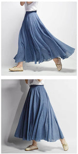 Linen Cotton Maxi Skirts 19 Colours