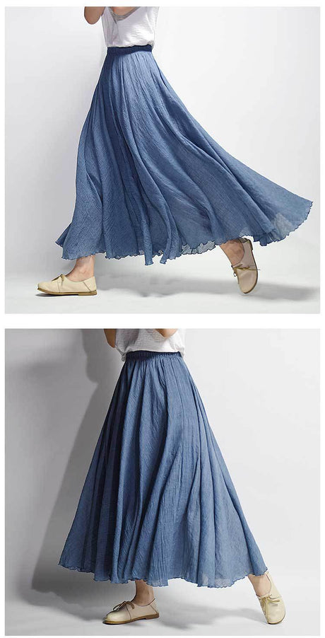 Linen Cotton Maxi Skirts 19 Colours