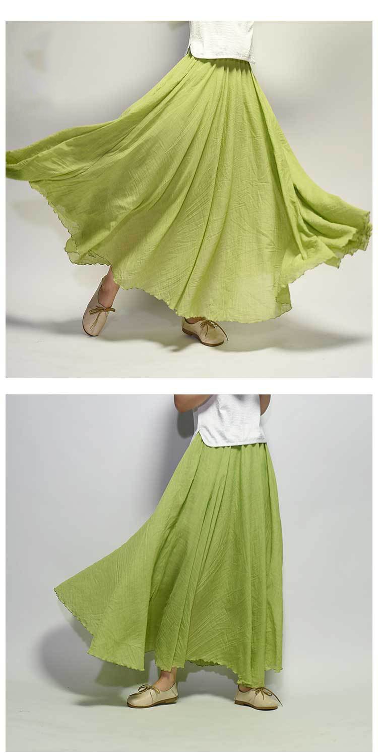 Linen Cotton Maxi Skirts 19 Colours