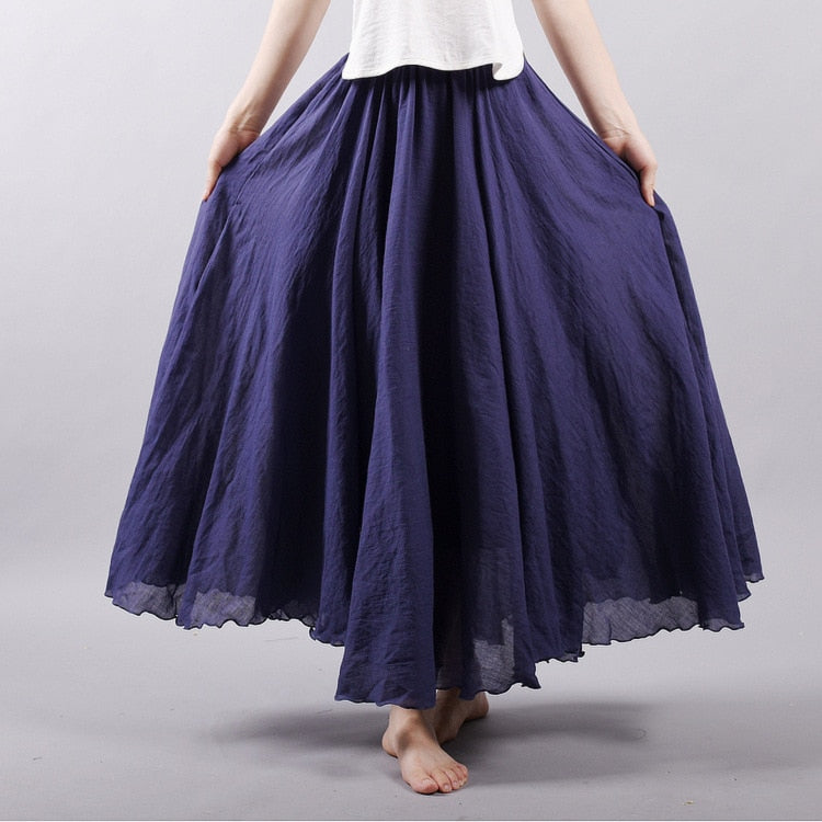 Linen Cotton Maxi Skirts 19 Colours