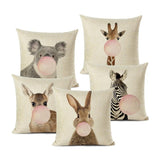 Bubblegum Animal Friends Linen Cushion Covers