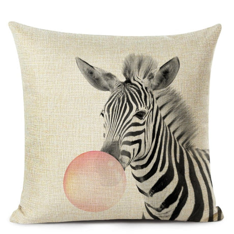 Bubblegum Animal Friends Linen Cushion Covers