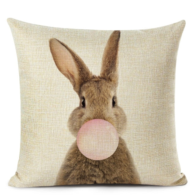 Bubblegum Animal Friends Linen Cushion Covers