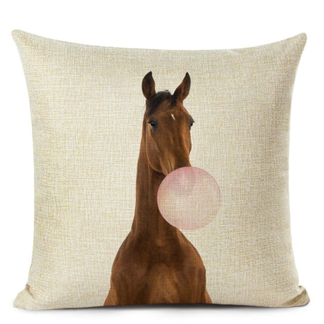 Bubblegum Animal Friends Linen Cushion Covers