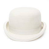 White Bowler Hat 100% Wool Felt