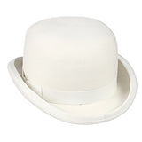 White Bowler Hat 100% Wool Felt