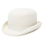 White Bowler Hat 100% Wool Felt
