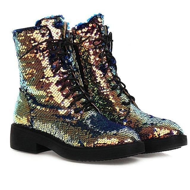 Sequin Martin Boots | Side Zip | Sizes 3-10.5 - Woodland Gatherer