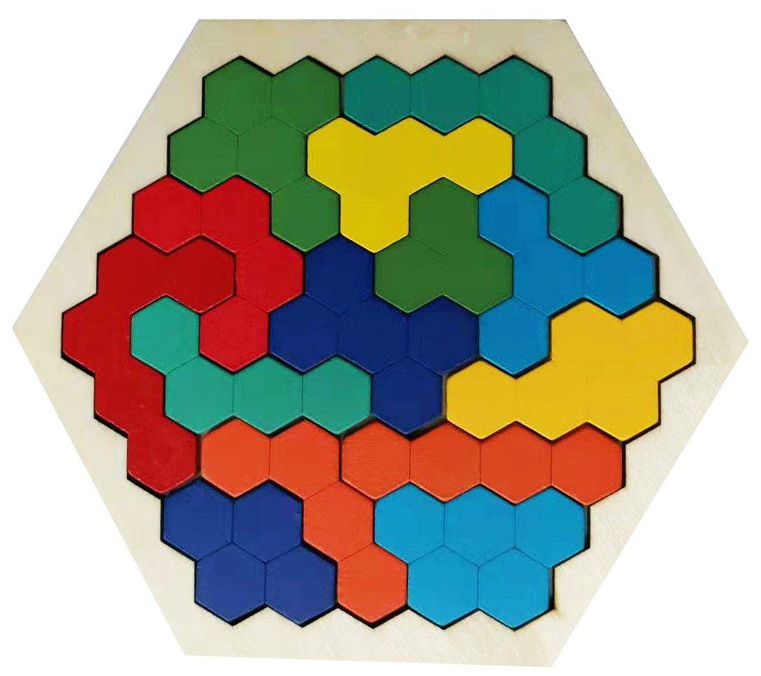 Wooden Hexagon Honeycomb Kids Puzzle Toy Colourful Shapes Educational Toys - Woodland Gatherer