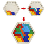 Wooden Hexagon Honeycomb Kids Puzzle Toy Colourful Shapes Educational Toys - Woodland Gatherer