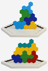 Wooden Hexagon Honeycomb Kids Puzzle Toy Colourful Shapes Educational Toys - Woodland Gatherer