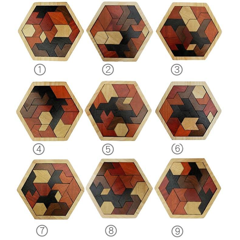Wooden Hexagon Honeycomb Kids Puzzle Toy Colourful Shapes Educational Toys - Woodland Gatherer