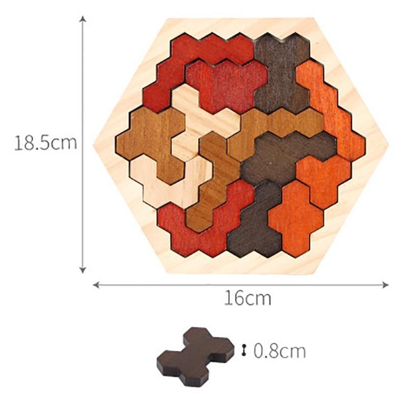 Wooden Hexagon Honeycomb Kids Puzzle Toy Colourful Shapes Educational Toys - Woodland Gatherer