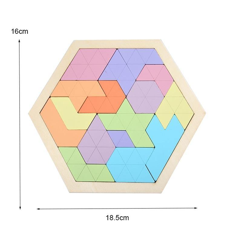 Wooden Hexagon Honeycomb Kids Puzzle Toy Colourful Shapes Educational Toys - Woodland Gatherer