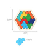 Wooden Hexagon Honeycomb Kids Puzzle Toy Colourful Shapes Educational Toys - Woodland Gatherer