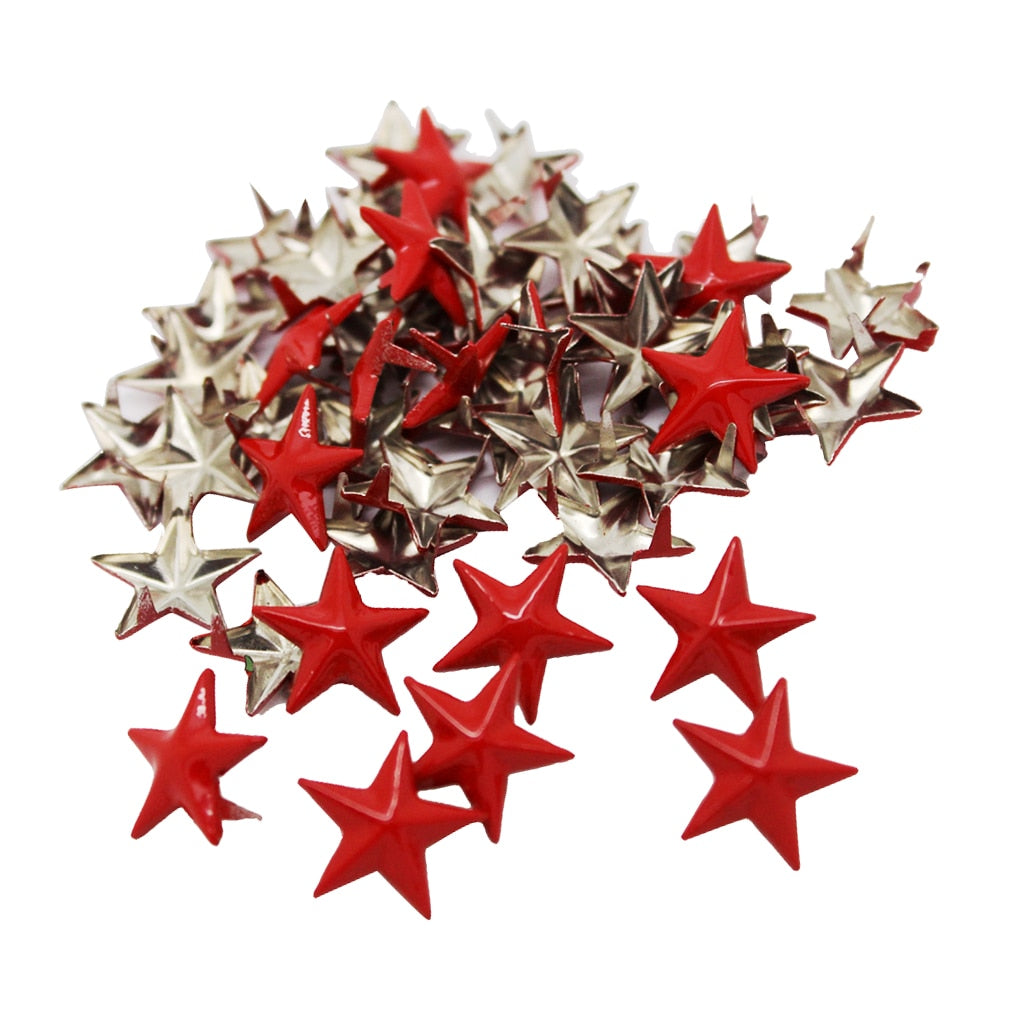 50Pcs Red Star Rivets Studs Punk Craft Decor