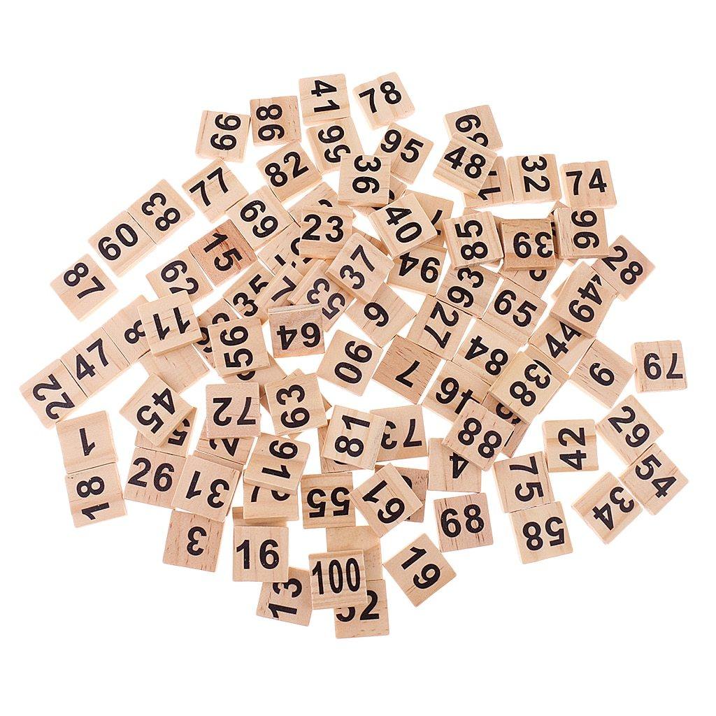 100pcs Wooden Number Tiles Blocks | Kids Educational Toy - Woodland Gatherer