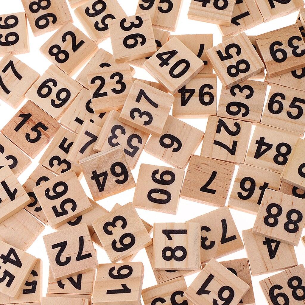 100pcs Wooden Number Tiles Blocks | Kids Educational Toy - Woodland Gatherer