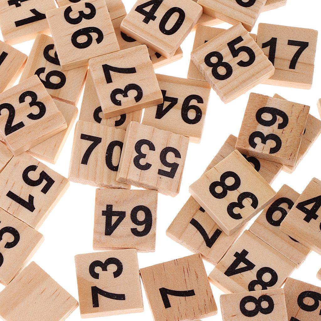 100pcs Wooden Number Tiles Blocks | Kids Educational Toy - Woodland Gatherer