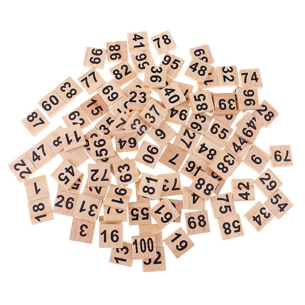 100pcs Wooden Number Tiles Blocks | Kids Educational Toy - Woodland Gatherer