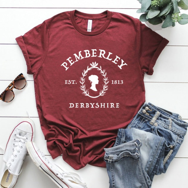 Jane Austen Pride and Prejudice T-Shirt Pemberley Book Lover Tees