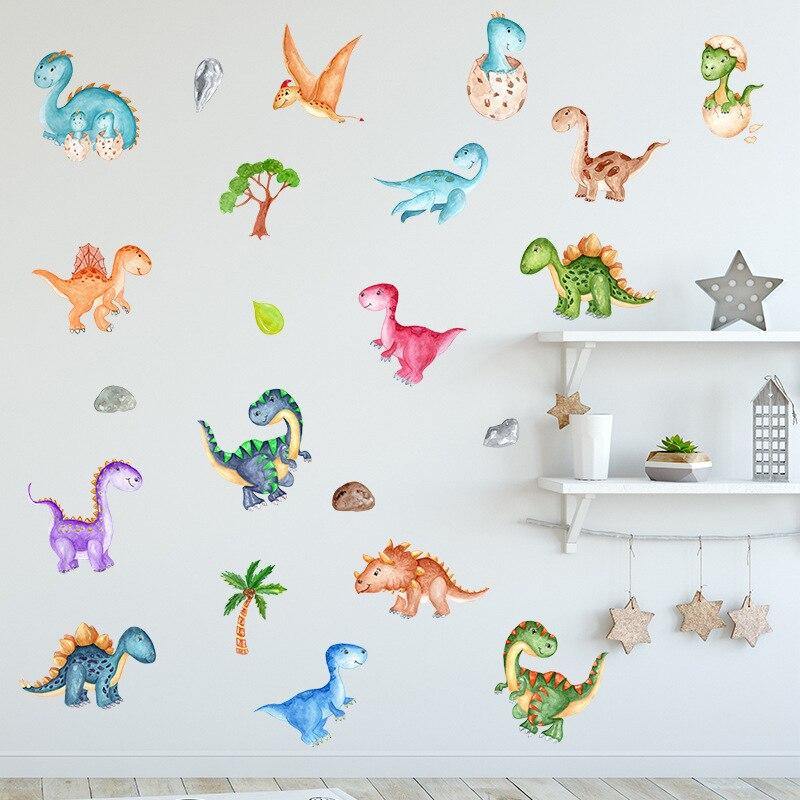 Cartoon Dinosaur Wall Sticker For Kids Room | Wall Decal Stickers Home Decor - Woodland Gatherer