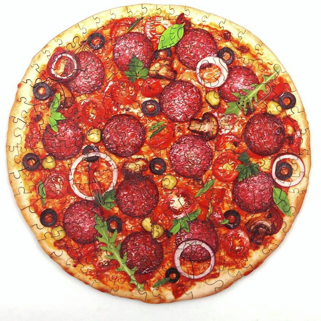 Pizza Party Wooden Jigsaw Puzzle - Wooden Gift Box