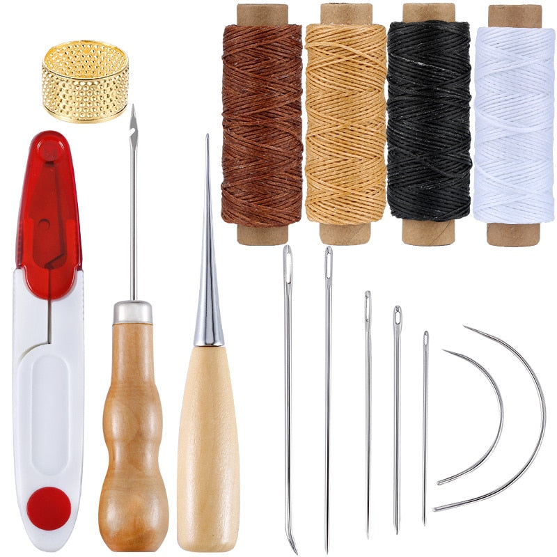 Leather Craft Tools Kit Hand Sewing Stitching Punch Carving Work Saddle Set Accessories DIY Tool Set