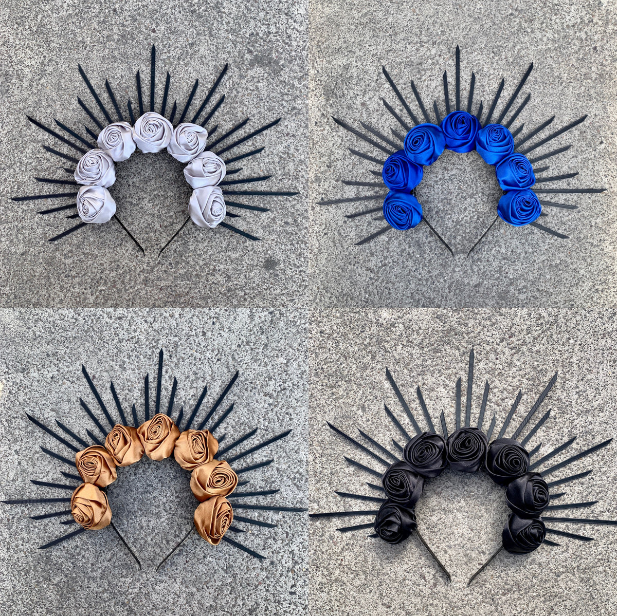 Rose Goddess Crown Spiked Halo Headband Met Gala Sunburst Headpiece
