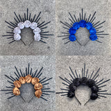 Rose Goddess Crown Spiked Halo Headband Met Gala Sunburst Headpiece