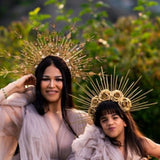 Rose Goddess Crown Spiked Halo Headband Met Gala Sunburst Headpiece