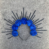 Rose Goddess Crown Spiked Halo Headband Met Gala Sunburst Headpiece