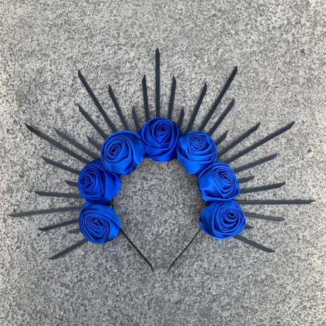 Rose Goddess Crown Spiked Halo Headband Met Gala Sunburst Headpiece
