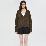 Woodland Forest Knit Cardigan with Embroidered Woodland Vibes