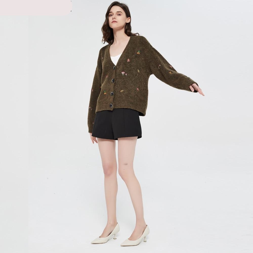 Woodland Forest Knit Cardigan with Embroidered Woodland Vibes