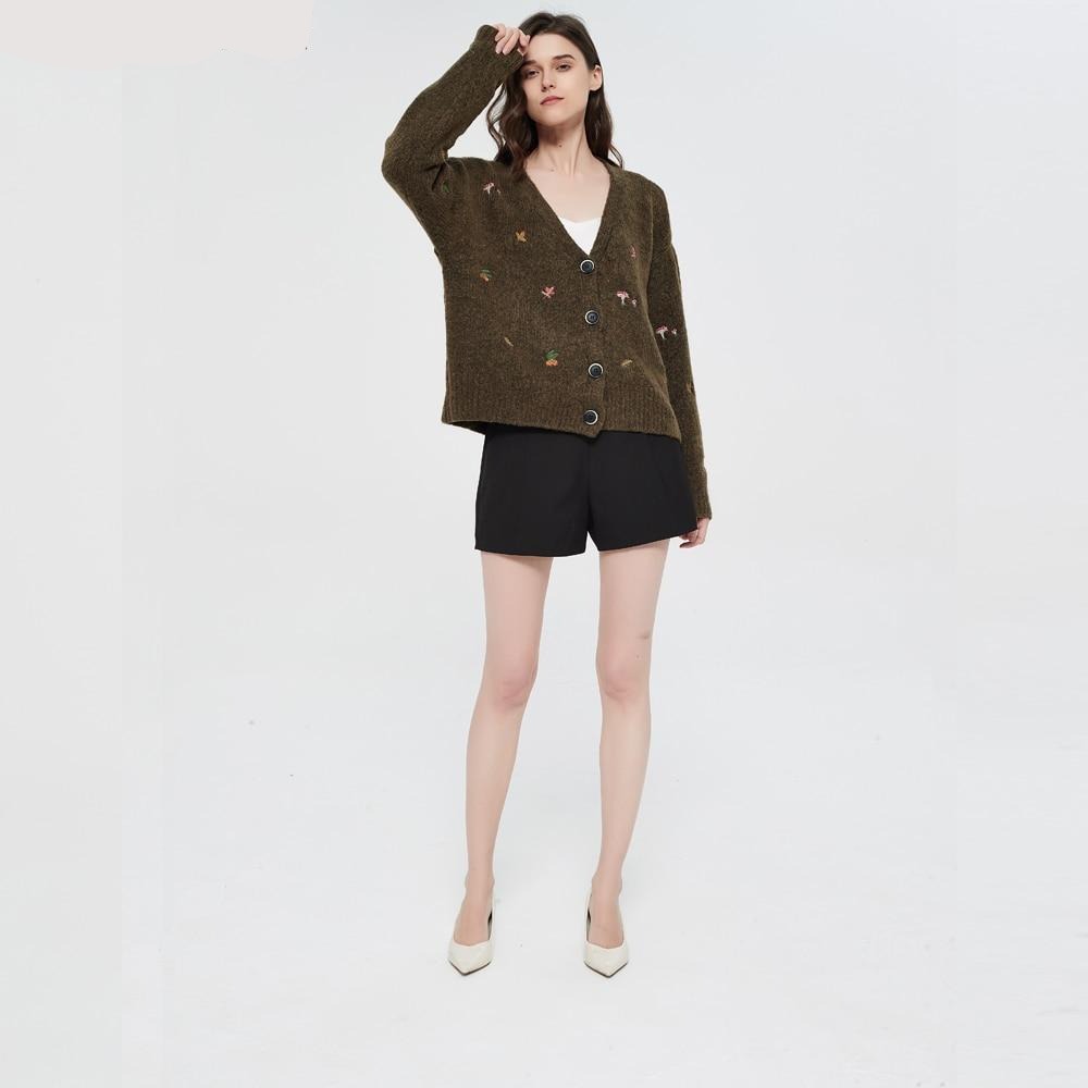Woodland Forest Knit Cardigan with Embroidered Woodland Vibes