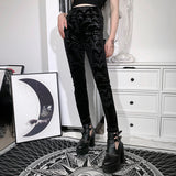Gothic Velvet Black Leggings High Waist Pants