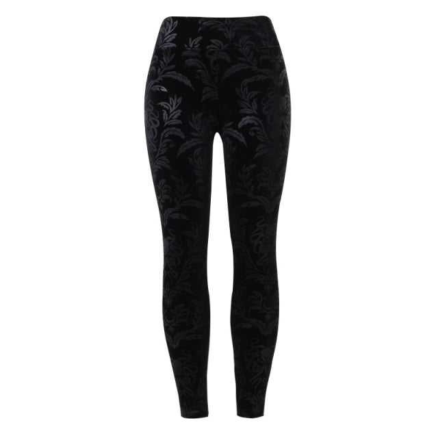 Gothic Velvet Black Leggings High Waist Pants