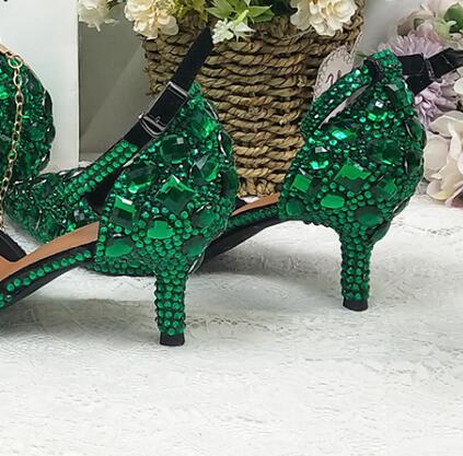 Wickedly Green Crystal Party Shoes and Matching Purse