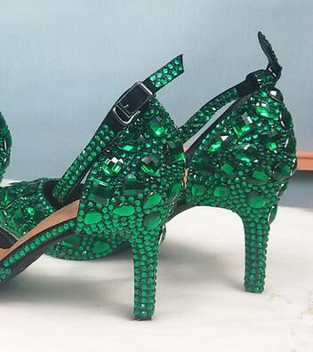 Wickedly Green Crystal Party Shoes and Matching Purse