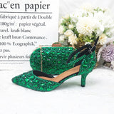 Wickedly Green Crystal Party Shoes and Matching Purse