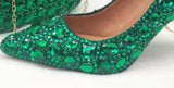 Wickedly Green Crystal Party Shoes and Matching Purse