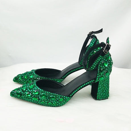 Wickedly Green Crystal Party Shoes and Matching Purse