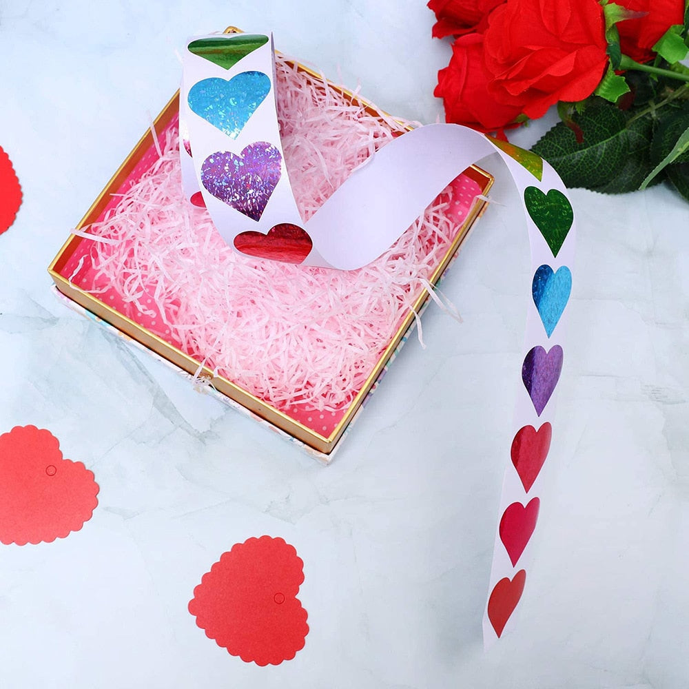 50-500pcs Red Heart Stickers Valentine's Day Paper