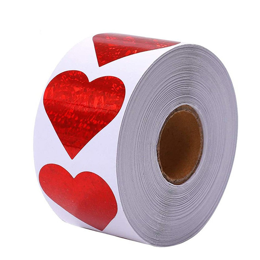 50-500pcs Red Heart Stickers Valentine's Day Paper