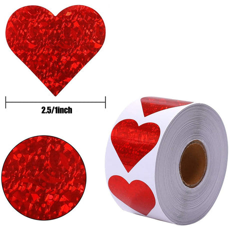50-500pcs Red Heart Stickers Valentine's Day Paper