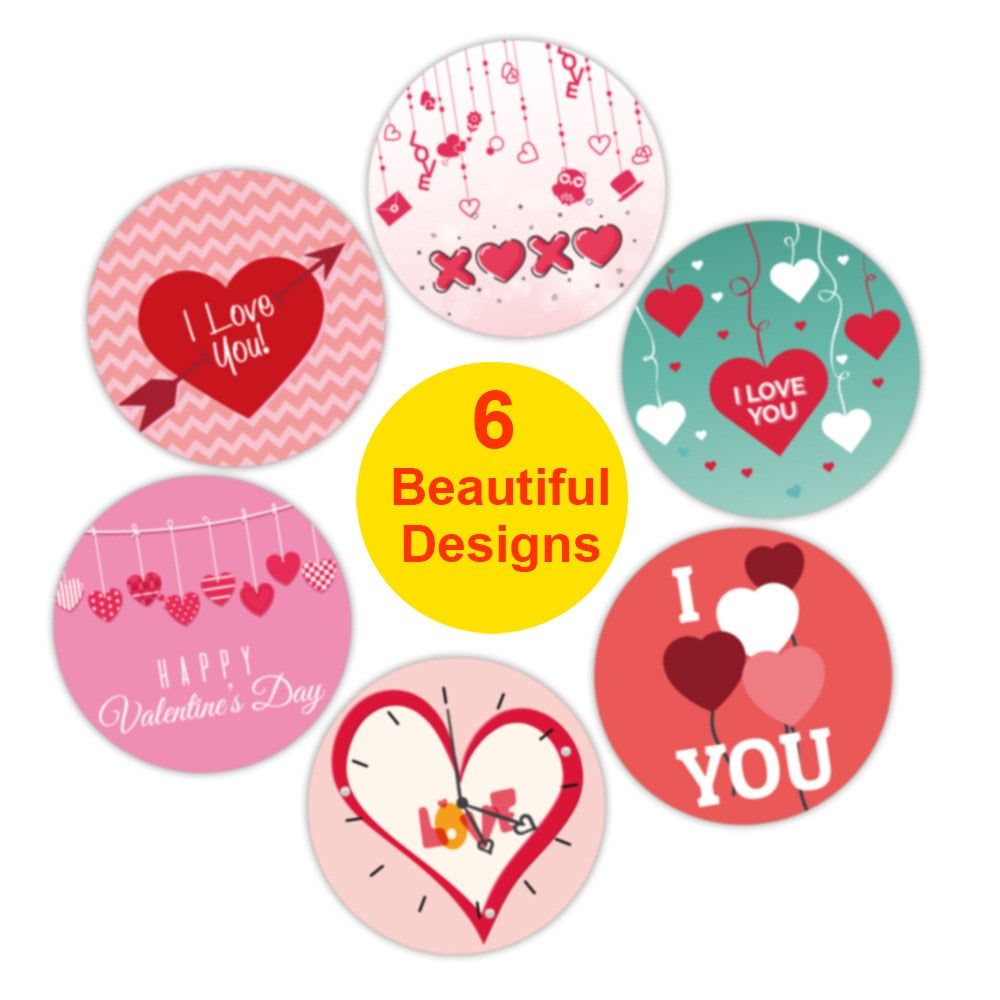 50-500pcs Red Heart Stickers Valentine's Day Paper