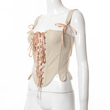 Robin Hood Ribbon Lace Up Cut Out Corset Top